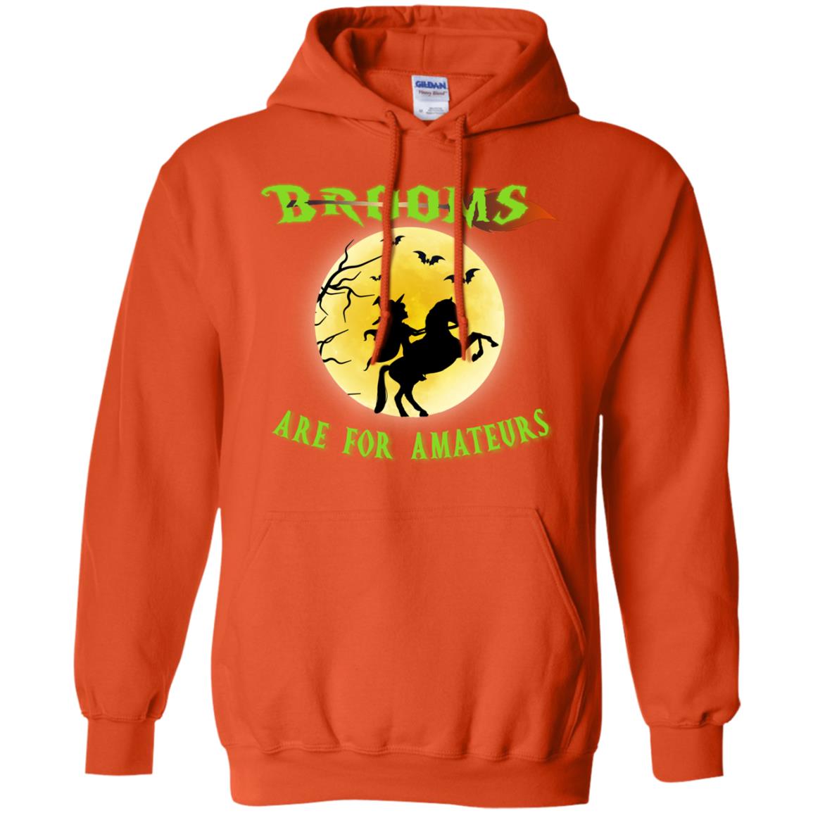 Brooms Are For Amateurs Witches Ride A Horse Funny Halloween Shirt Orange
