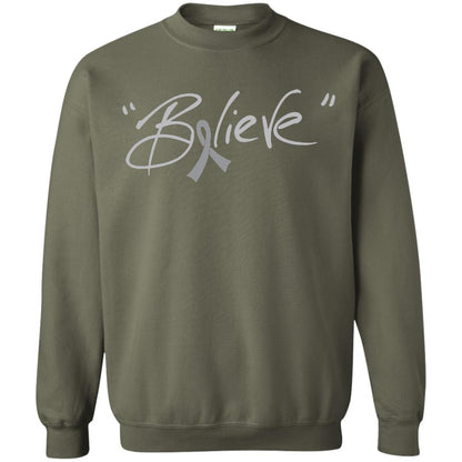 Brain Cancer Awareness Shirt Grey Ribbon Believe Military Green