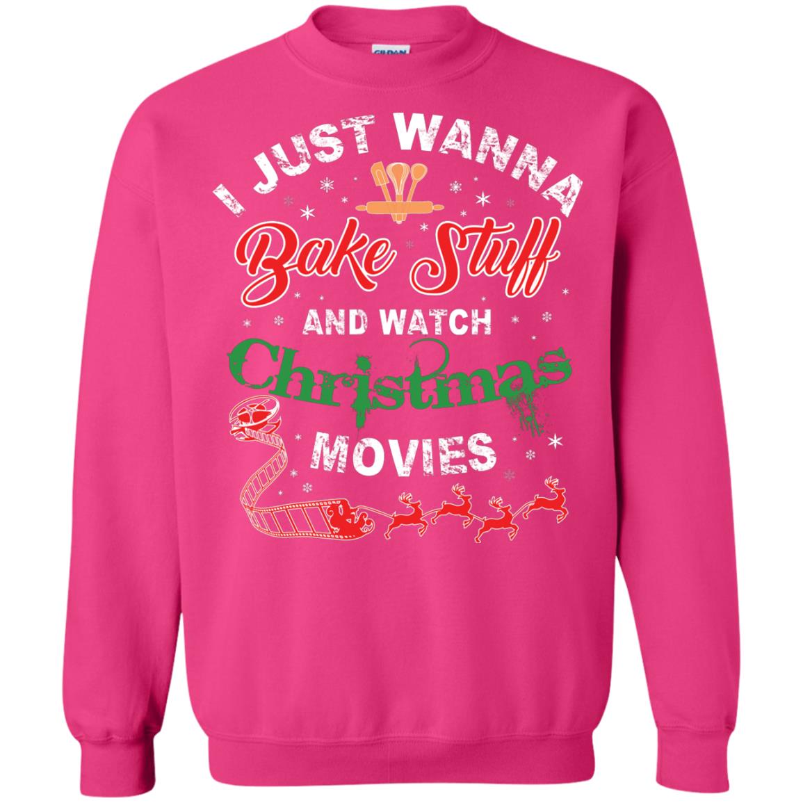 I Just Wanna Bake Stuff And Watch Christmas Movies Shirt Heliconia