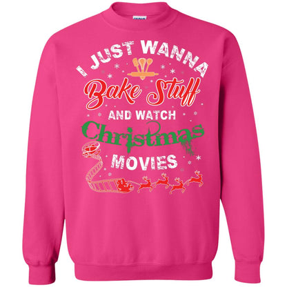 I Just Wanna Bake Stuff And Watch Christmas Movies Shirt Heliconia