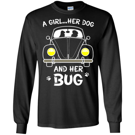 Dog Lover T-shirt A Girl Her Dog And Her Bug Black
