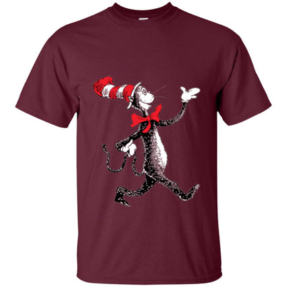 Dr. Seuss Strolling Cat Autism Awareness T-shirt Maroon