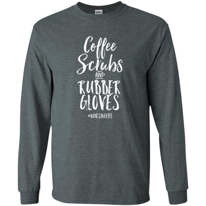 Nurse T-shirt Coffee Scrubs And Rubber Gloves Dark Heather