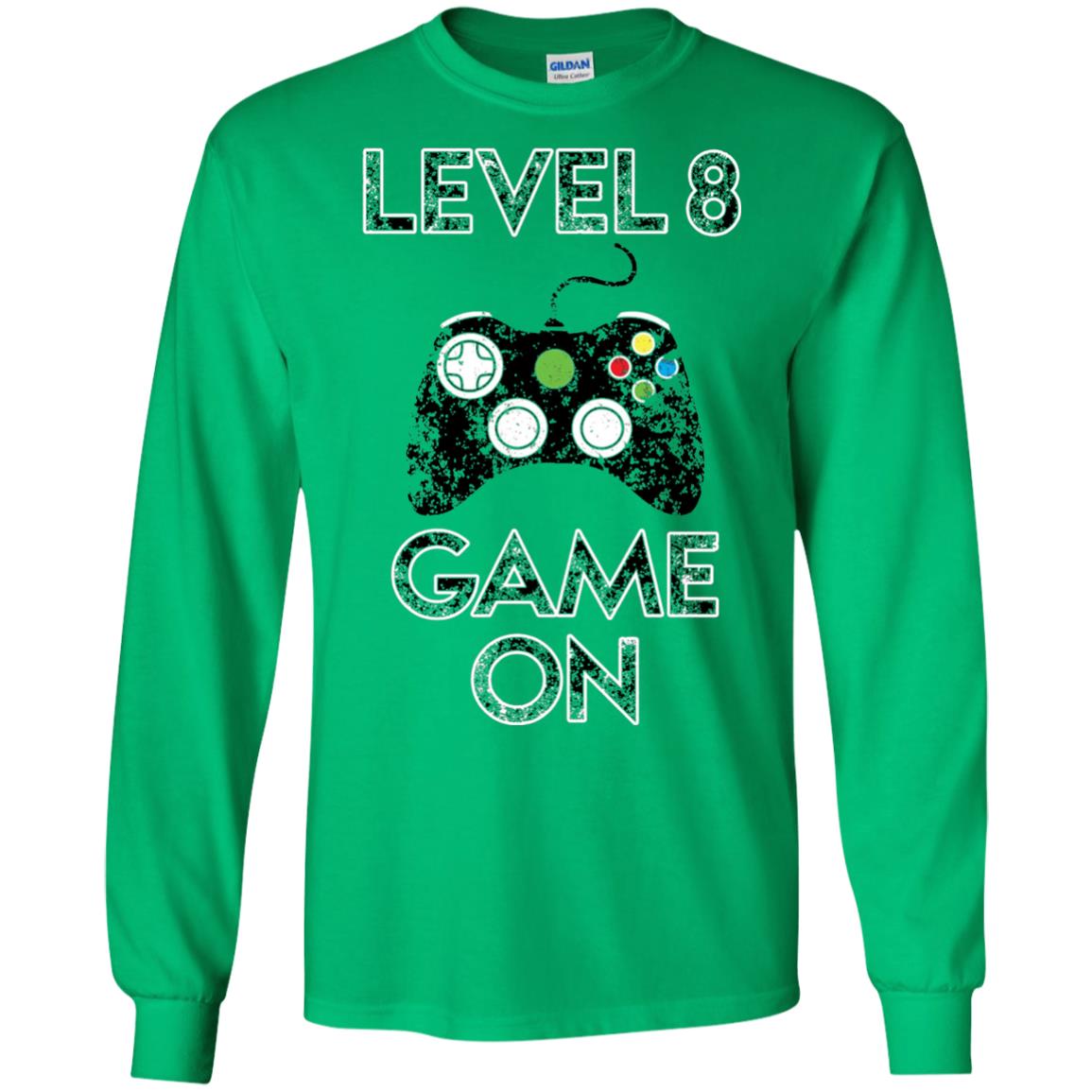 Kids Level 8 Game On 8th Birthday Gift T-shirt Irish Green