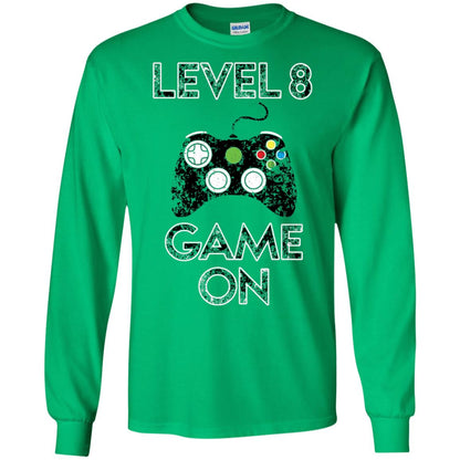 Kids Level 8 Game On 8th Birthday Gift T-shirt Irish Green