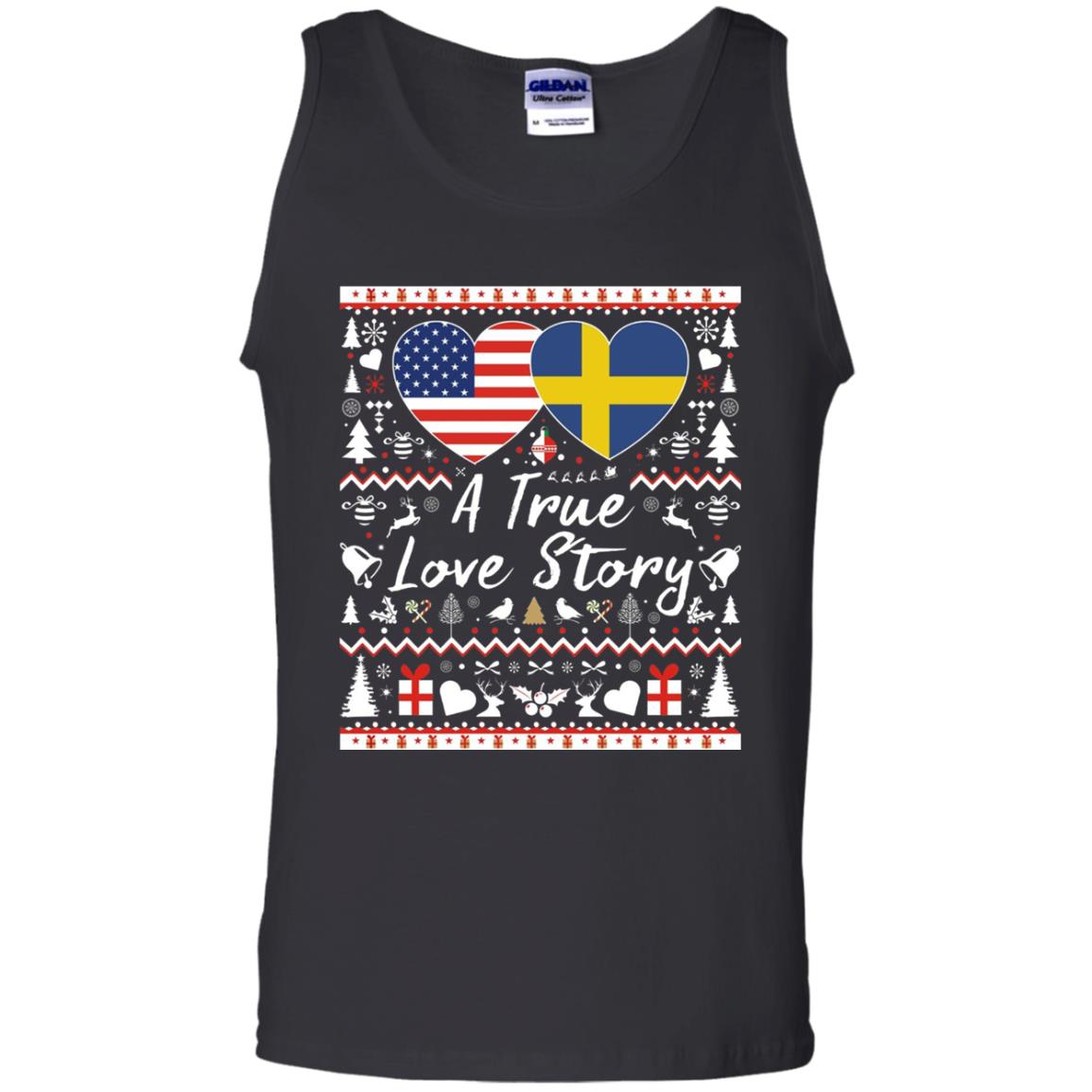 Christmas T-shirt American Swedish A True Love Story Black