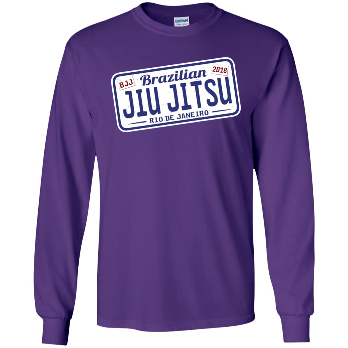 Funny Jiu Jitsu Bjj License Plate T-shirt Purple