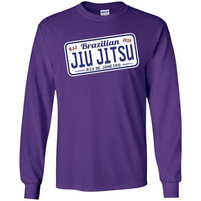 Funny Jiu Jitsu Bjj License Plate T-shirt Purple
