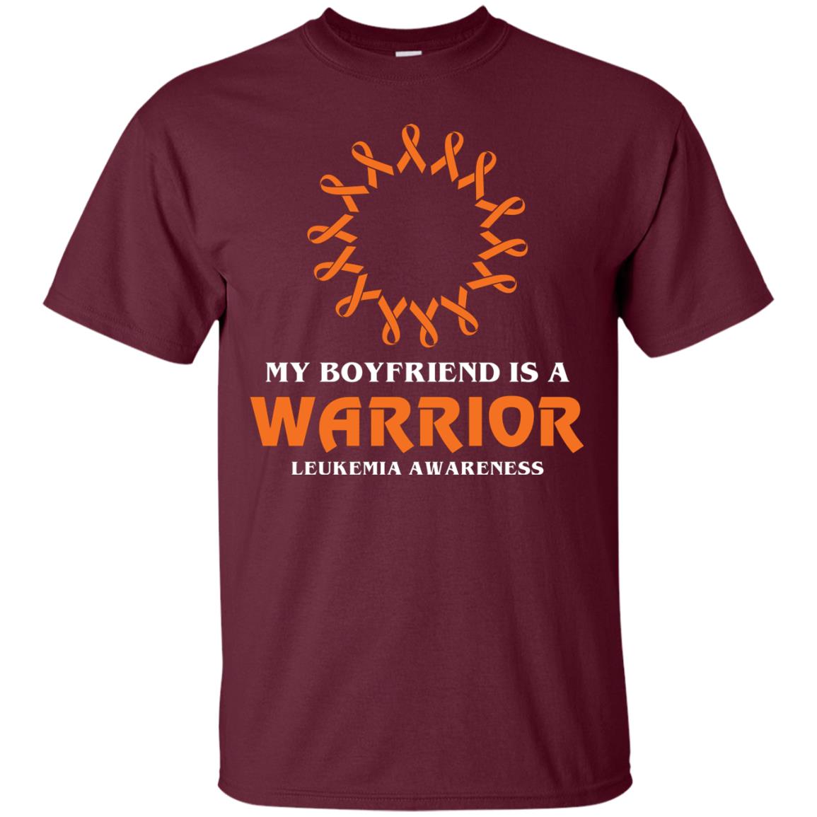 My Boyfriend Is A Warrior Leukemia Awareness T-shirt Maroon
