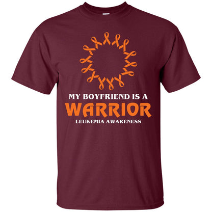 My Boyfriend Is A Warrior Leukemia Awareness T-shirt Maroon