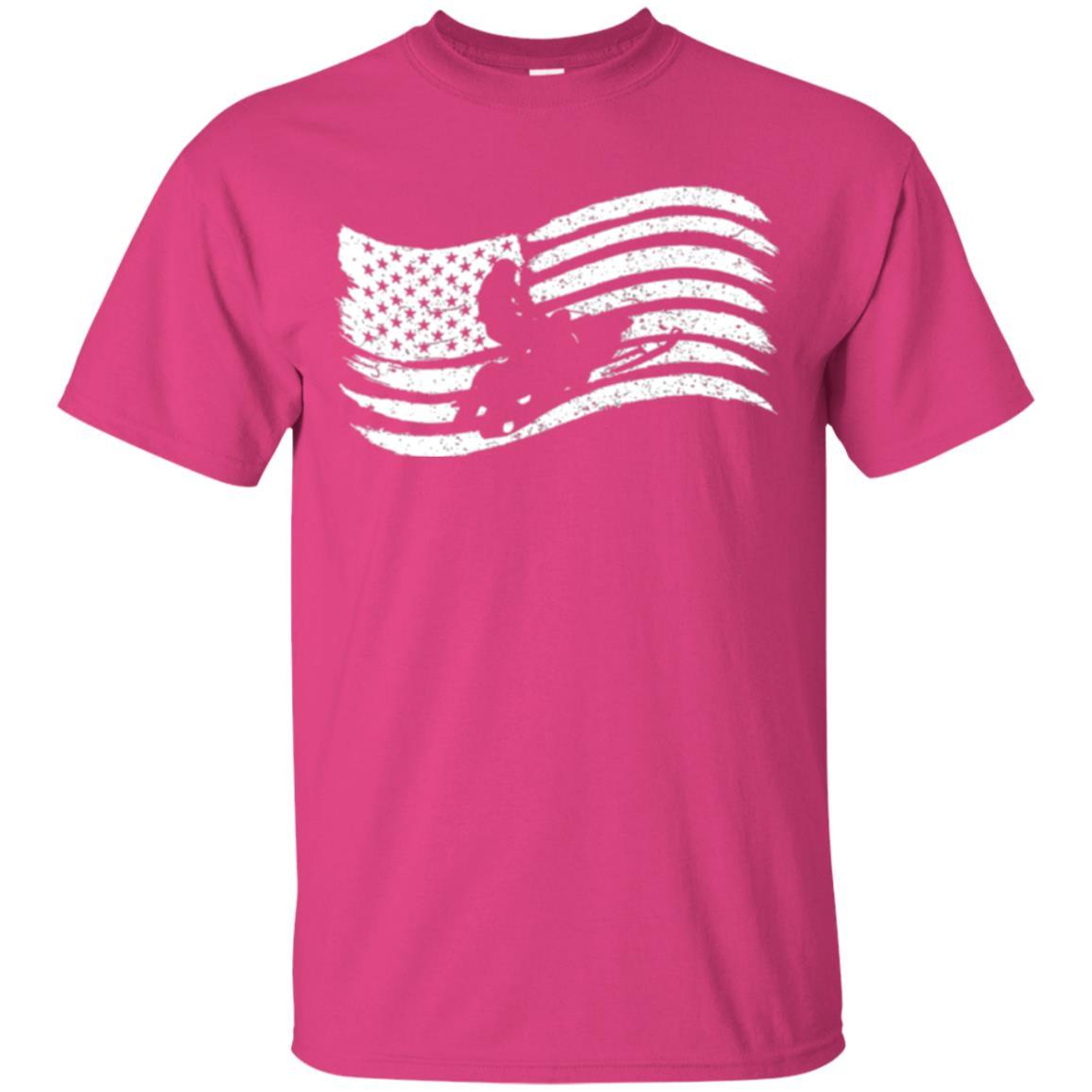 Snowmobile Rider T-shirt American Flag Heliconia