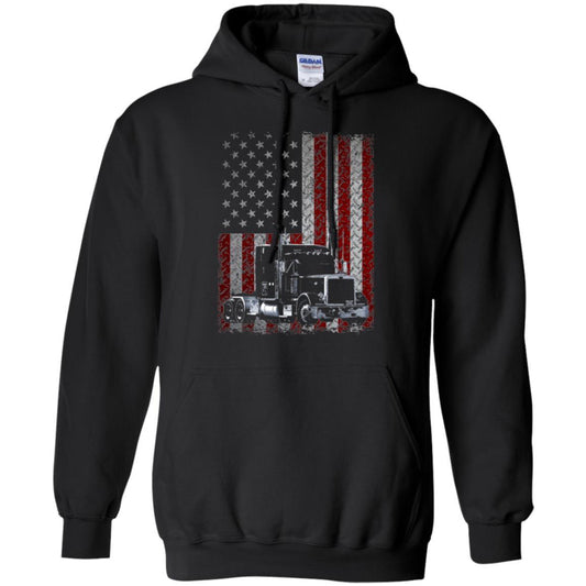 Trucker T-shirt Truck Driver American Flag Black