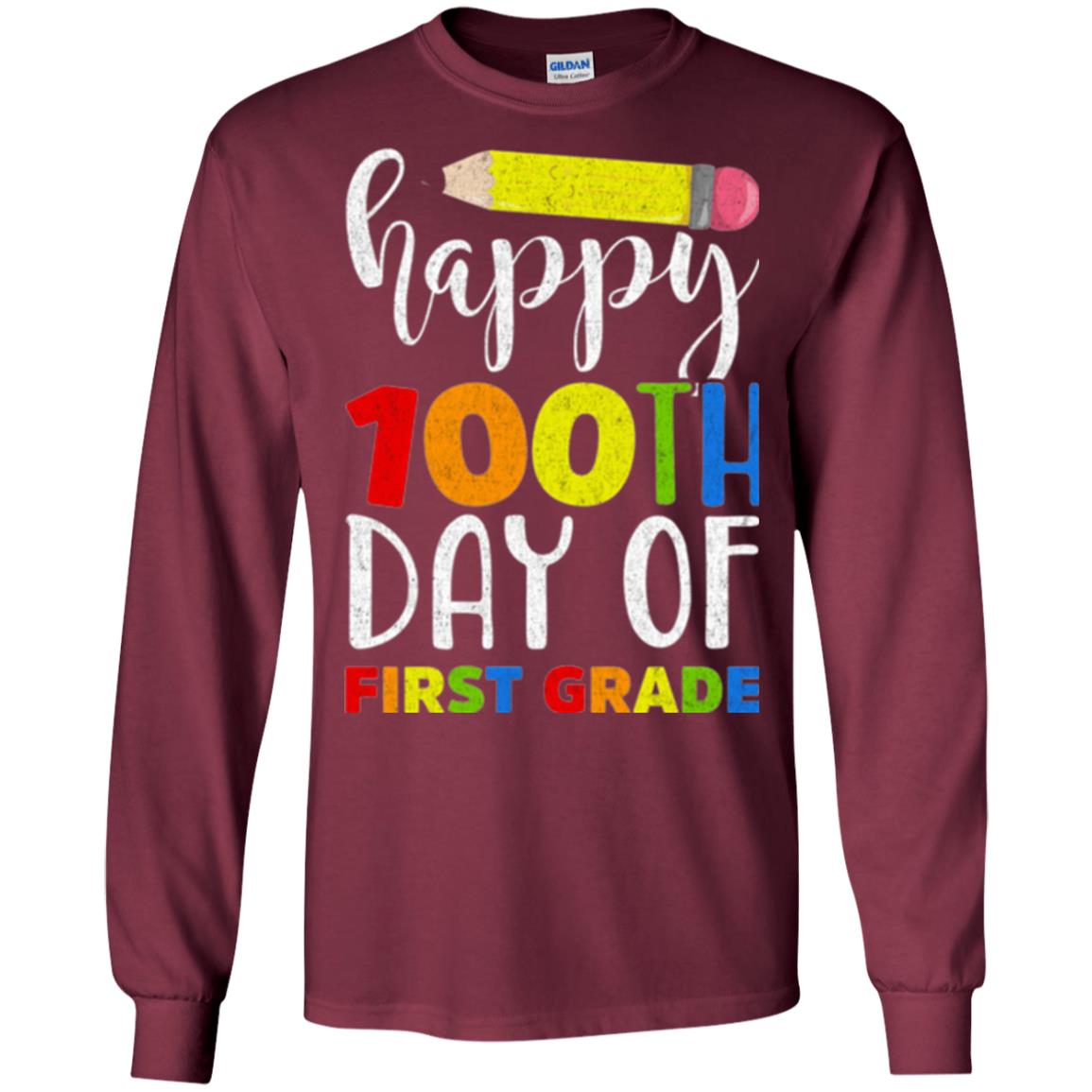 Children T-shirt Happy 100th Day Of First Grade Maroon