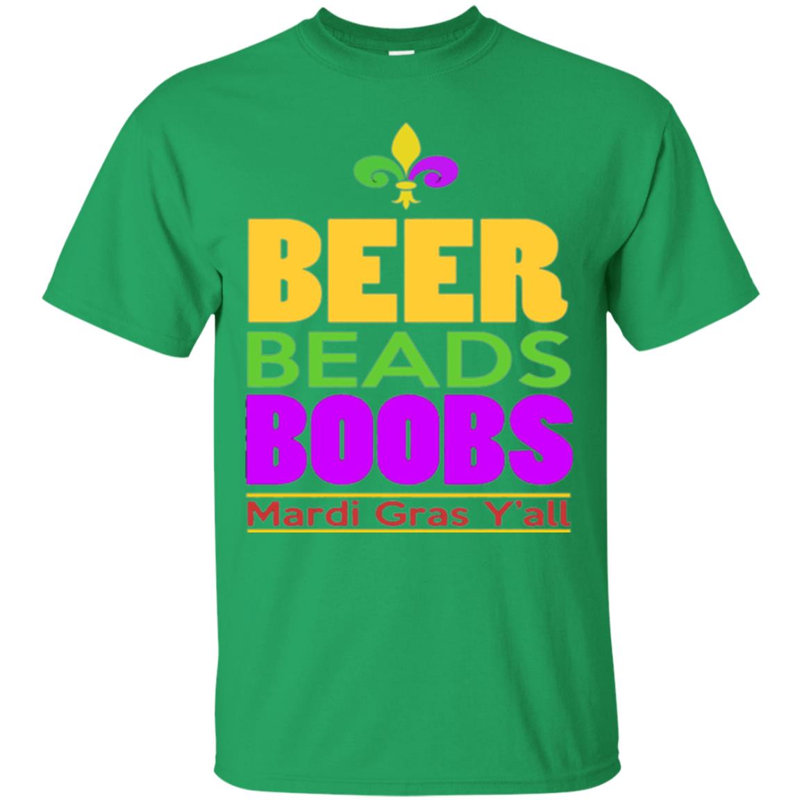 Mardi Gras T-shirt Beer Beads Boobs Irish Green