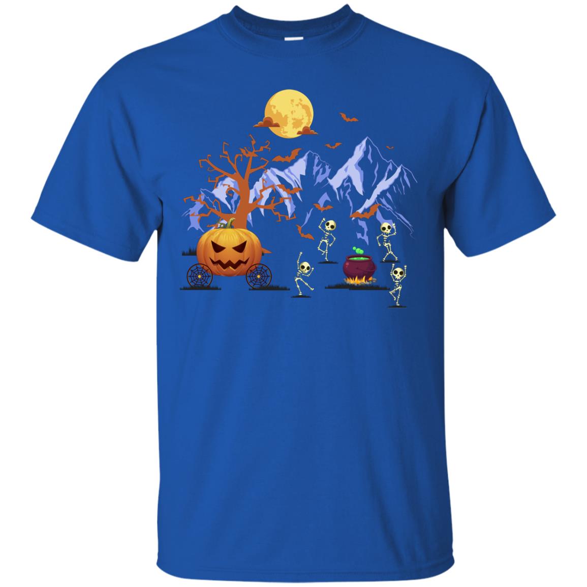 Dancing Skeleton With Pumpkin Funny Halloween Gift Shirt Royal