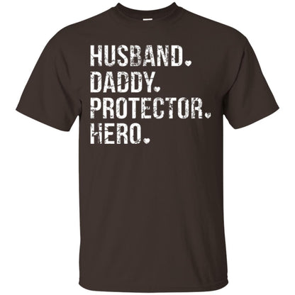 Husband Daddy Protector Hero T-shirt Dark Chocolate