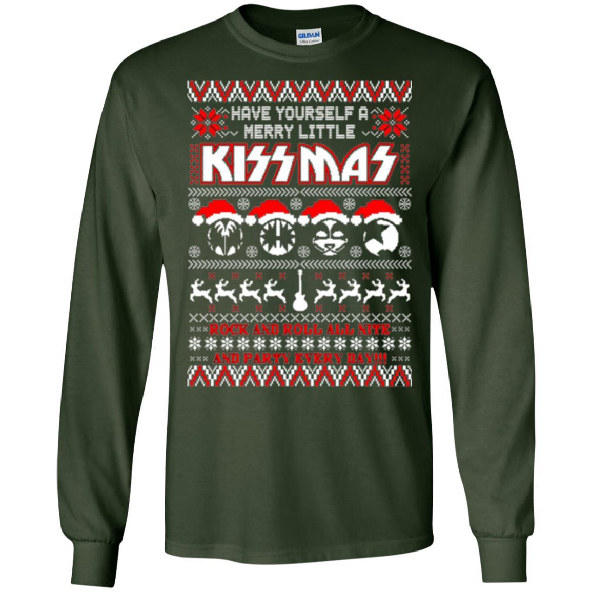 Christmas T-shirt Have Yourself A Merry Little Kissmas Forest Green