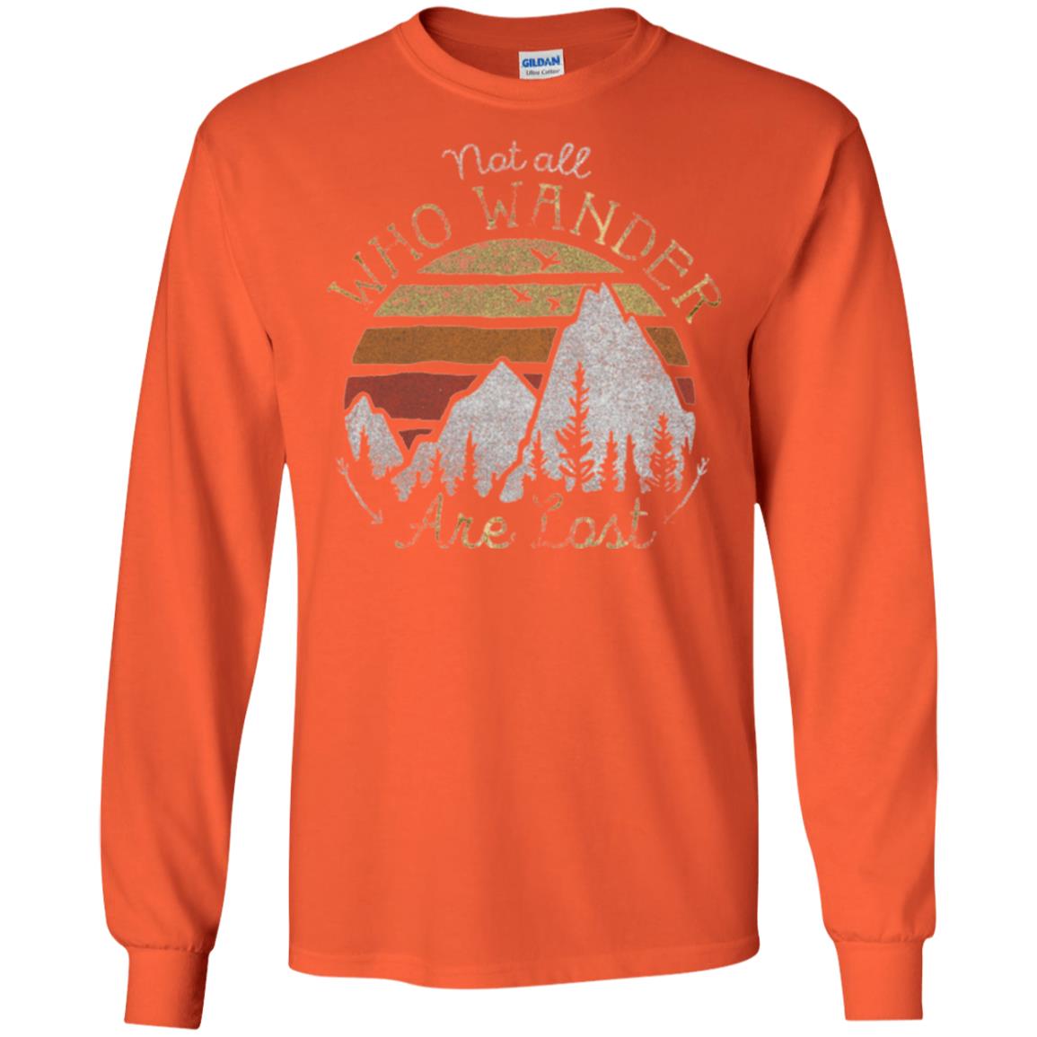 Gradient Mountain Gold T-shirt Not All Who Wander Are Lost Orange