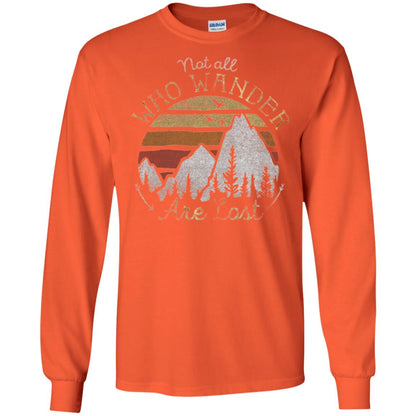 Gradient Mountain Gold T-shirt Not All Who Wander Are Lost Orange