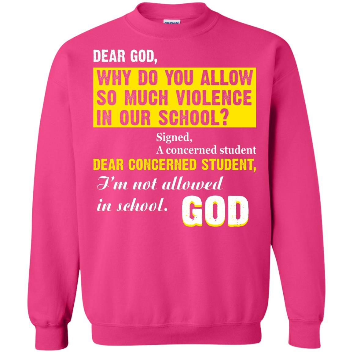 Anti Gun T-shirt Dear God Why Do You Allow So Much Violence In Our School Heliconia