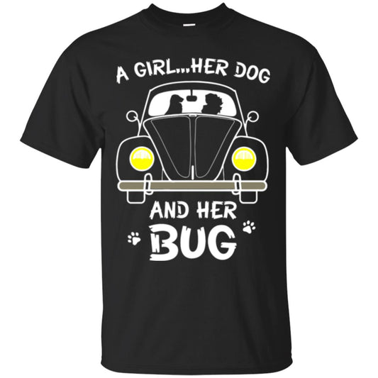 Dog Lover T-shirt A Girl Her Dog And Her Bug Black