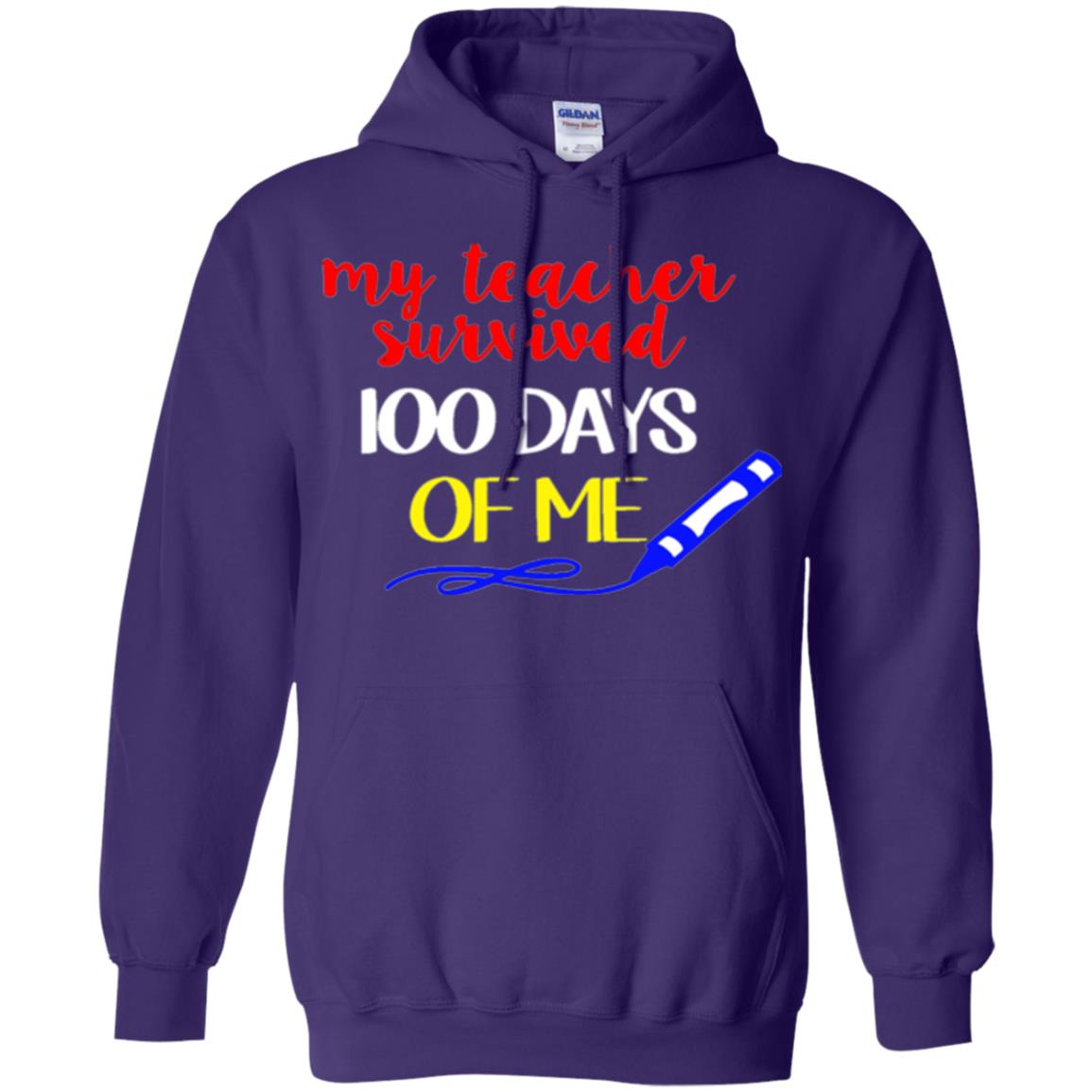 Student T-shirt My Teacher Survived 100 Days Of Me Purple