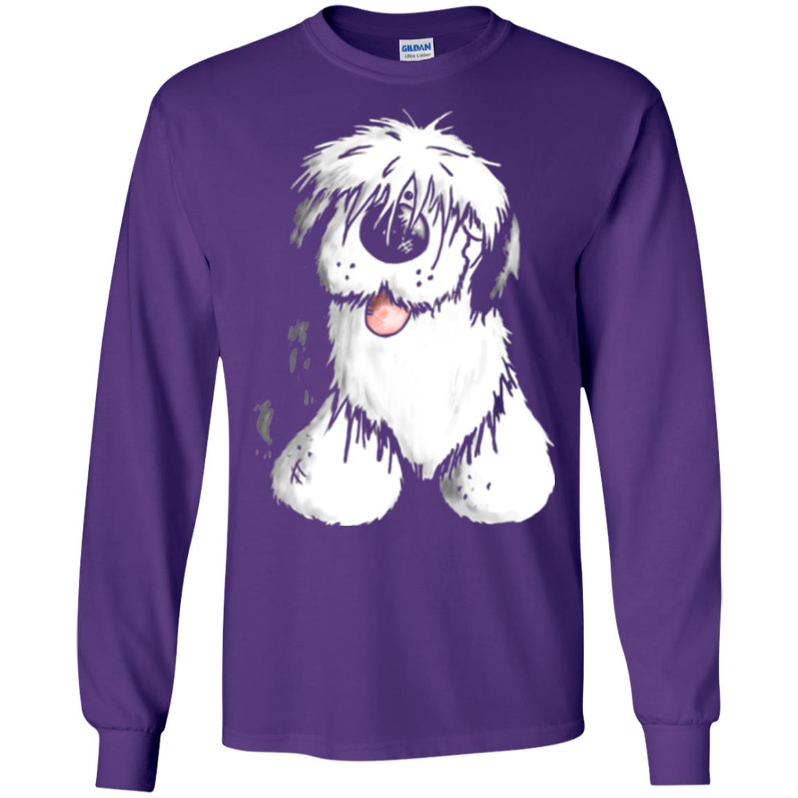 Dog Lover T-shirt Happy Old English Sheepdog Purple