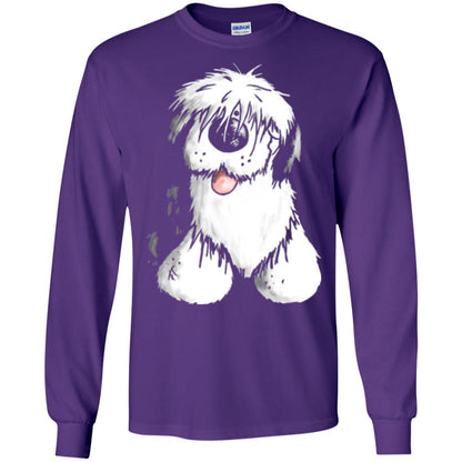 Dog Lover T-shirt Happy Old English Sheepdog Purple