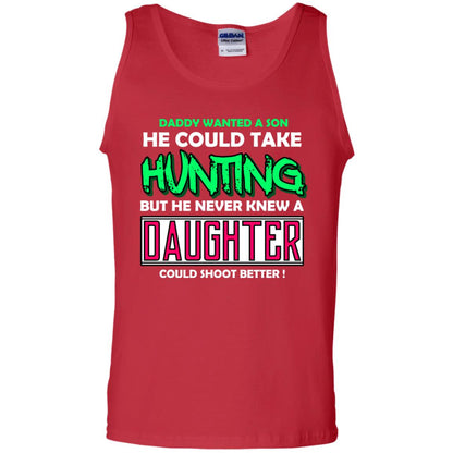 But He Never Knew A Daughter Could Shoot Better Daddy Shirt Red