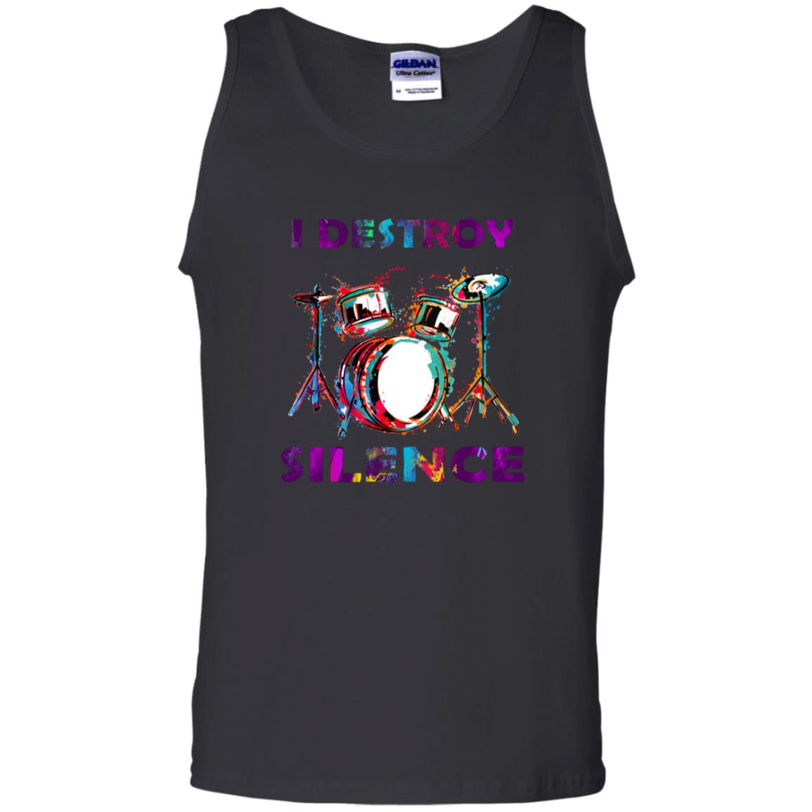 I Destroy Silence Drummer Shirt For Mens Womens Black