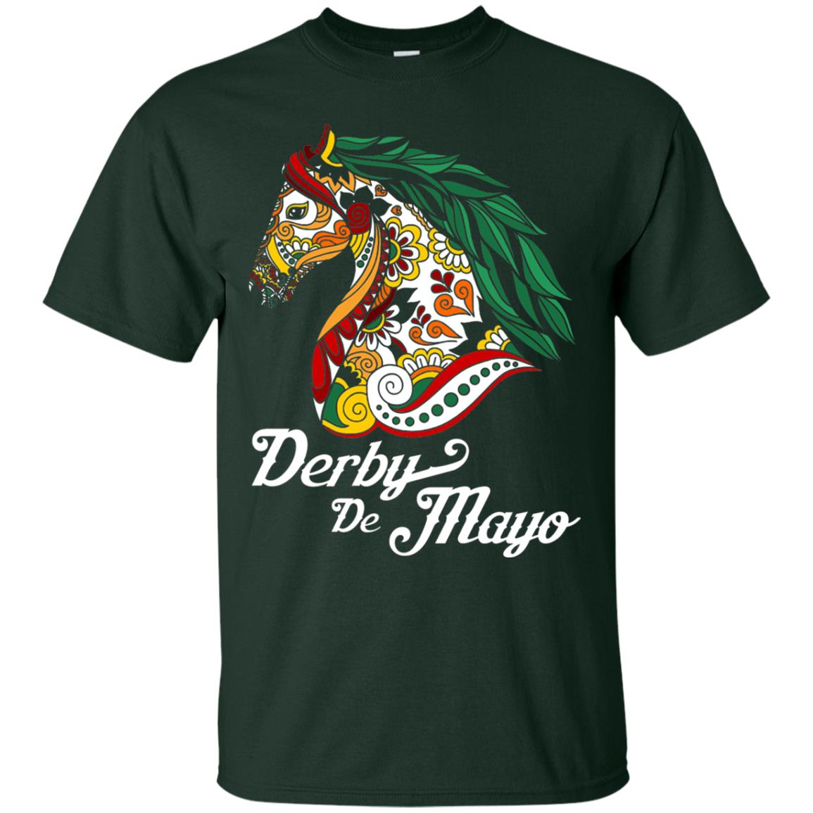 Derby Cinco De Mayo Floral Horse Race T-shirt Forest