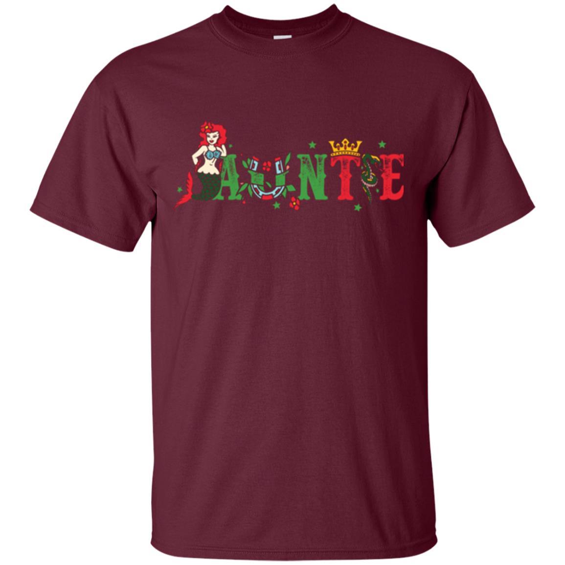 Aunt T-shirt Mermaid Auntie T-shirt Maroon