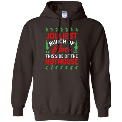 Christmas T-shirt Jolliest Bunch Of Elves This Side Of The Nuthouse Dark Chocolate