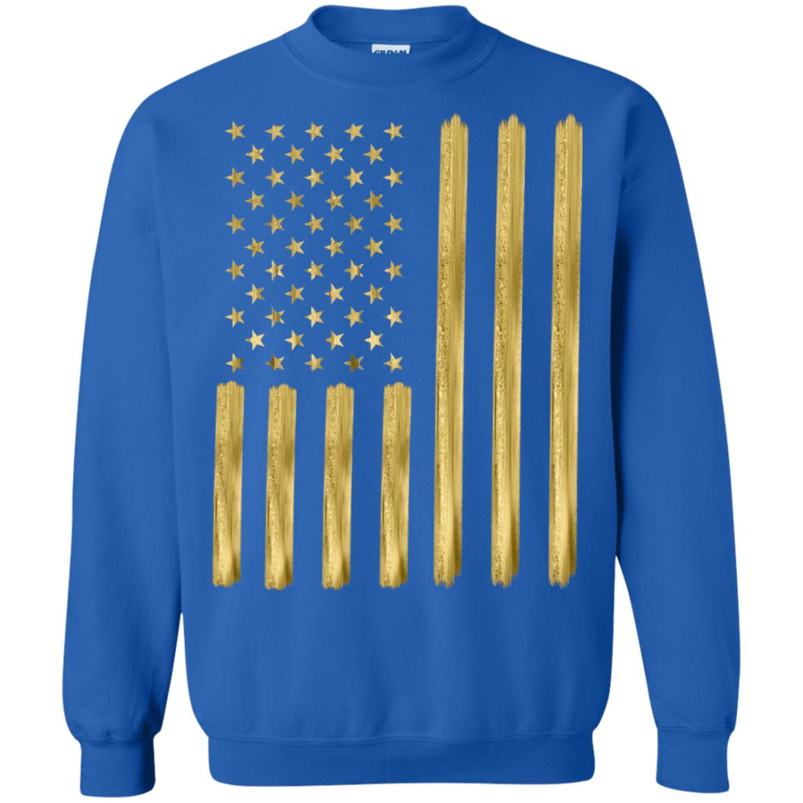 Faux Gold Paint American Flag T-shirt Royal