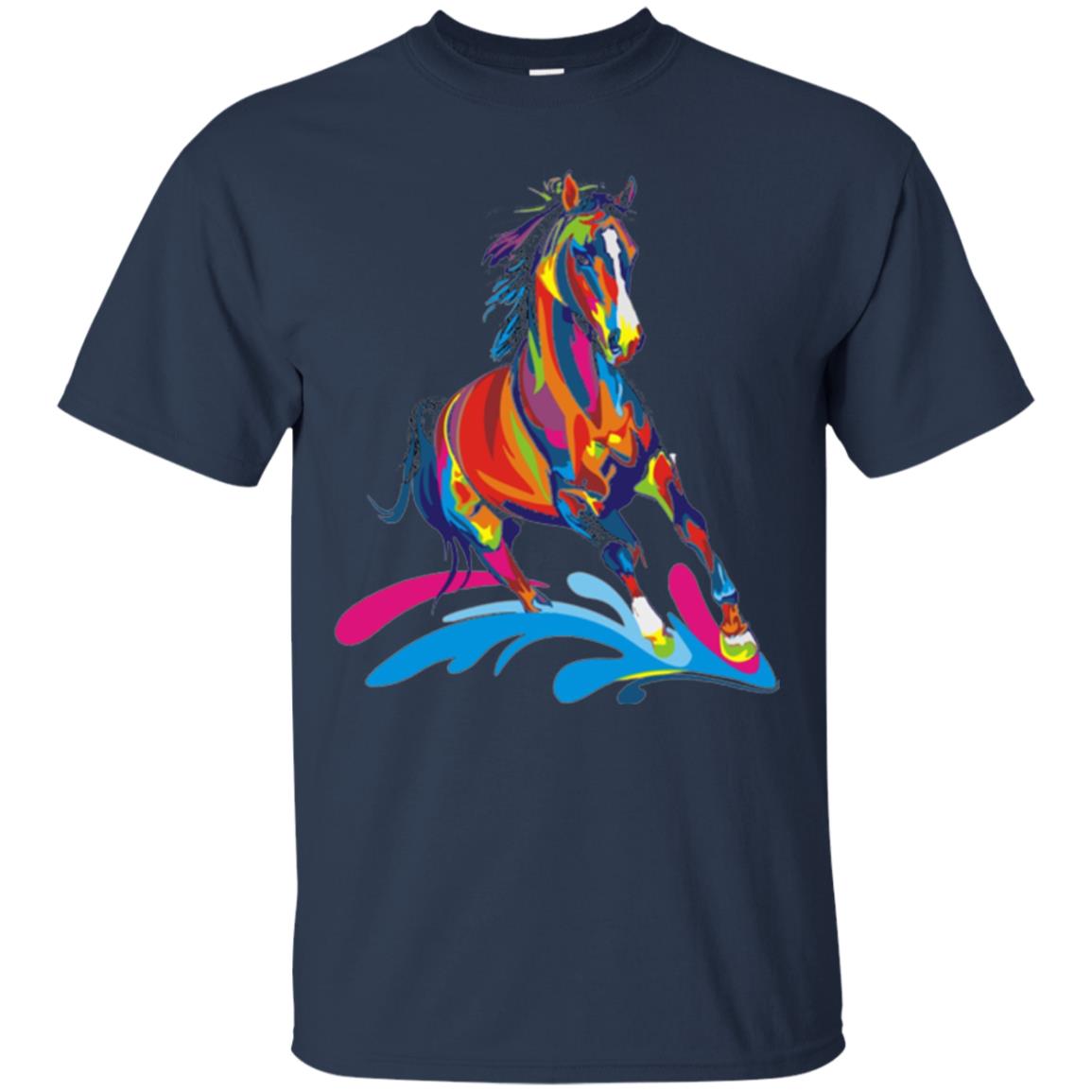 Horse Lovers T-shirts Colorful Horse Navy