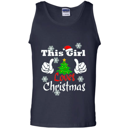 Funny Christmas This Girl Loves Christmas T-shirt Navy