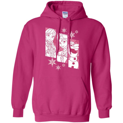 Frozen Anna Elsa Olaf Snowflake Panel Graphic T-shirt Heliconia
