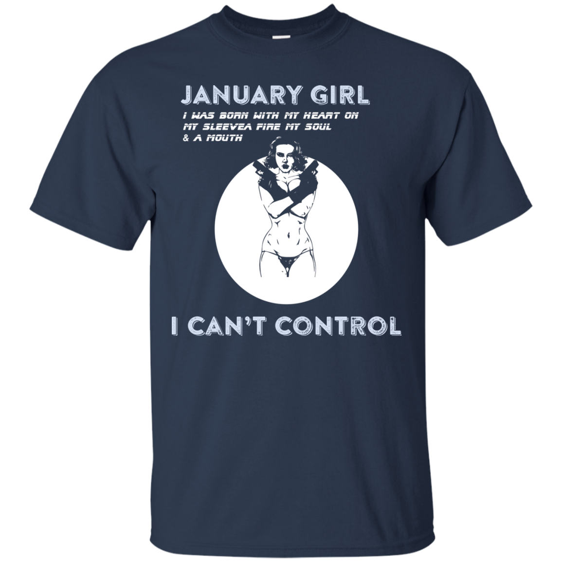January Girl I Was Born With My Heart T-shirt Navy