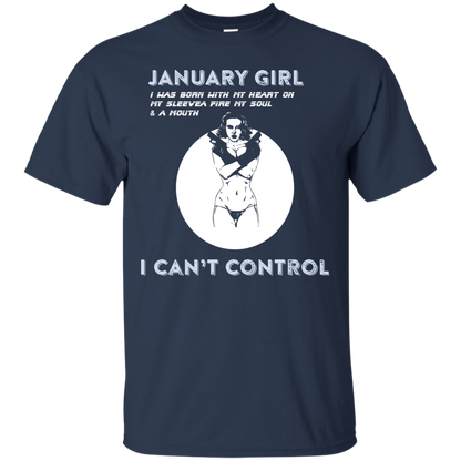January Girl I Was Born With My Heart T-shirt Navy