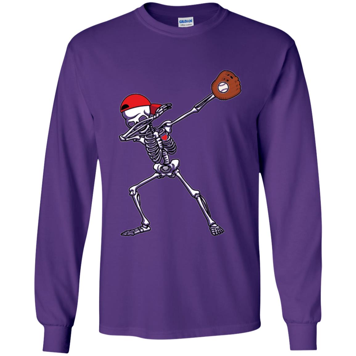 Dabbing Skeleton Baseball Lover T-shirt Purple