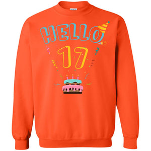 Hello 17 Seventeen Years Old 17th 2001s Birthday Gift  ShirtG180 Gildan Crewneck Pullover Sweatshirt 8 oz.