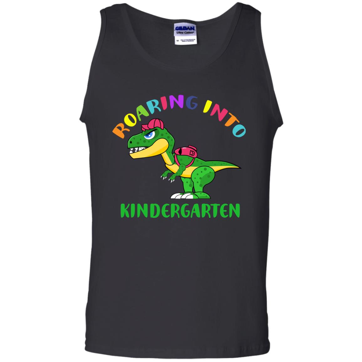 Roaring Into Kindergarten Happy First Day Of School Shirt Black