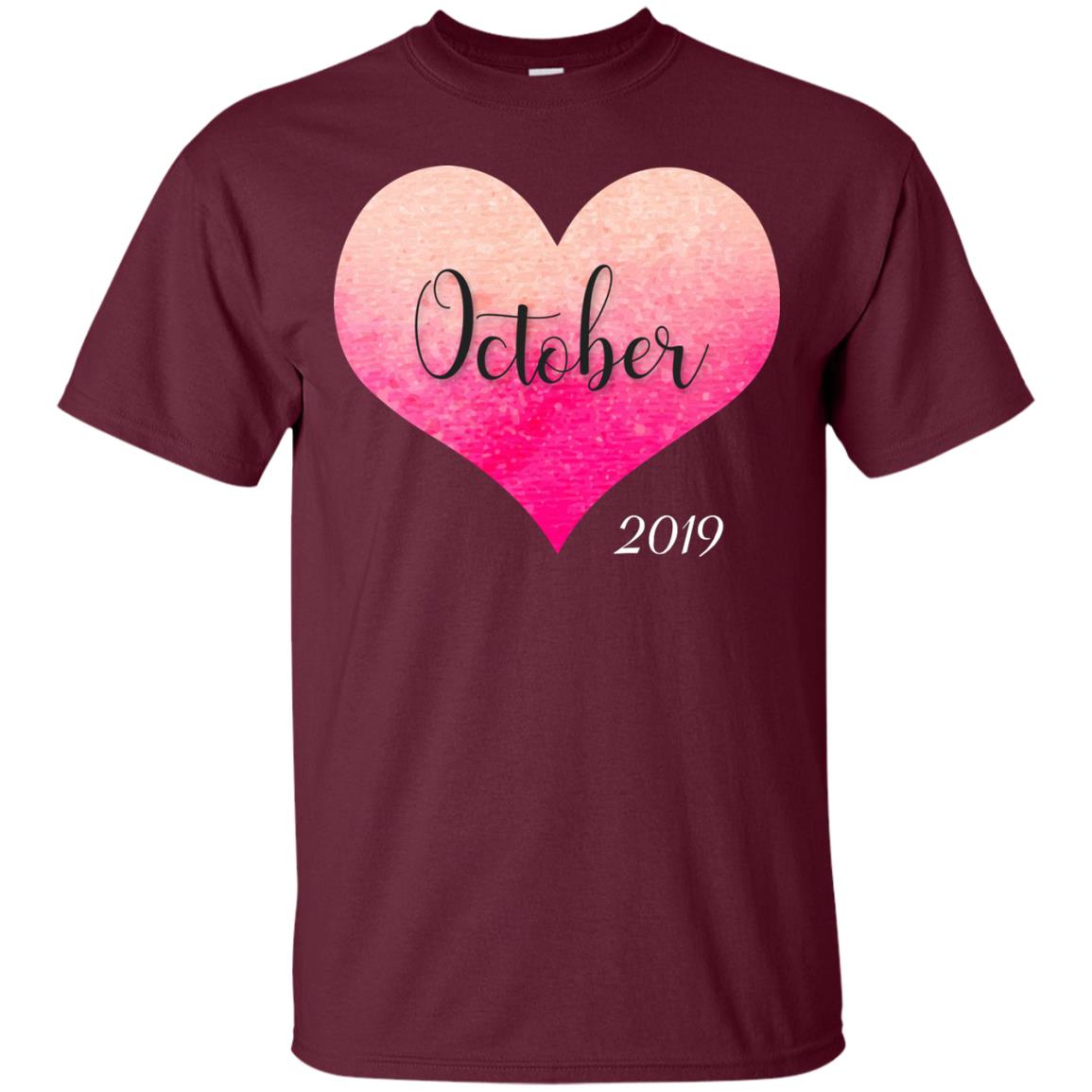 Pregnancy Reveal Announcement Party October 2019 Shirt Maroon