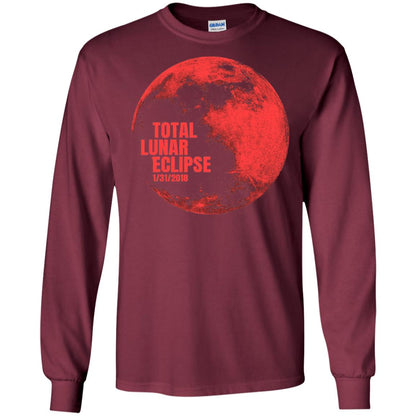 Total Lunar Eclipse 2018 Blood Full Red Moon T-shirt Maroon