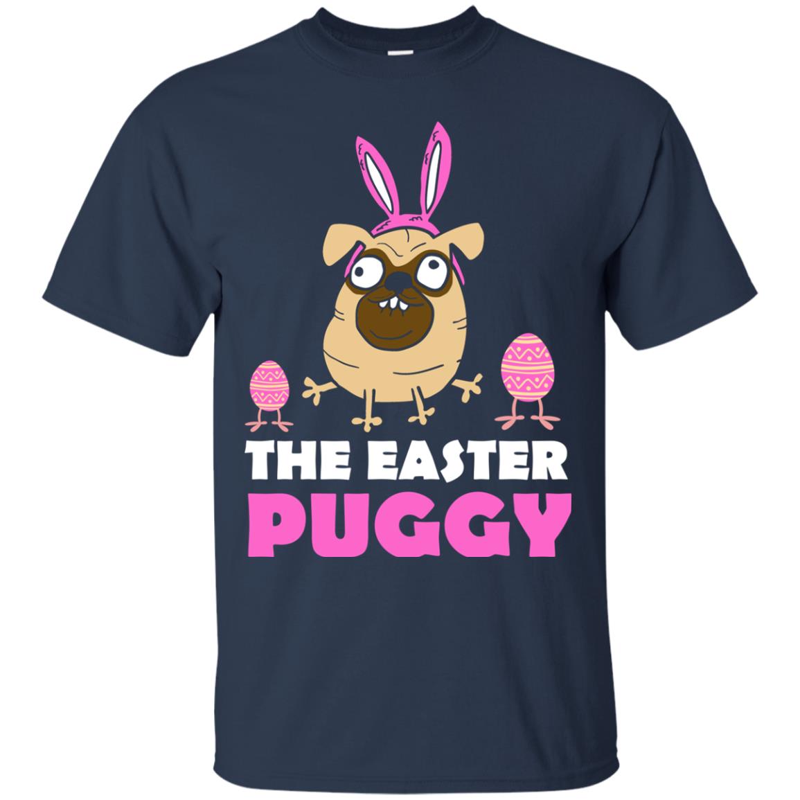 The Easter Puggy Cool Dog T-shirt For Easter Holiday Navy