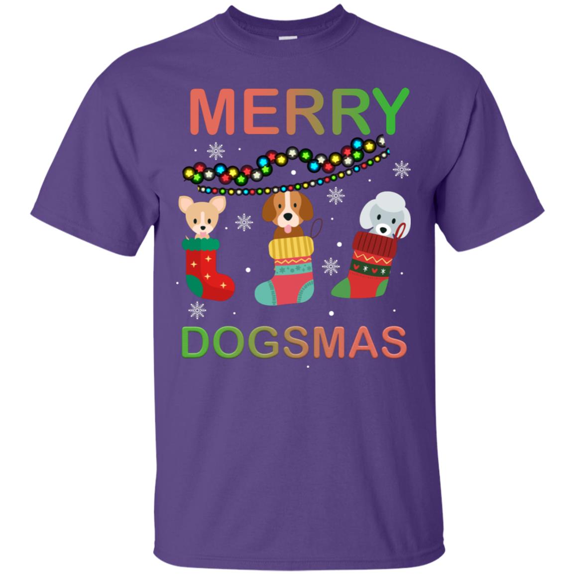 Merry Dogsmas X-mas Gift Shirt For Dogs Lovers Purple