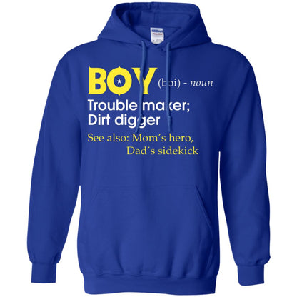 Boy Definition Trouble Maker Dirt Digger Shirt Royal