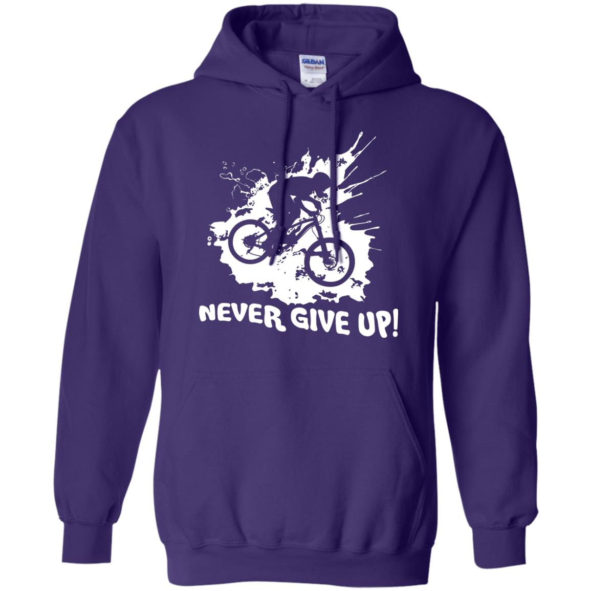 Biker T-shirt Never Give Up Purple