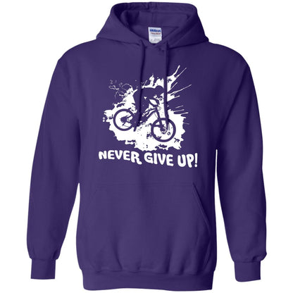 Biker T-shirt Never Give Up Purple