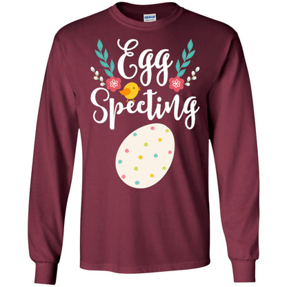 Egg Specting Announcement Pregnant Easter T-shirt Maroon